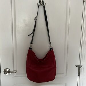 Minimalist Hobo Red Leather Crossbody Bag Napa Valley Leathercraft Red